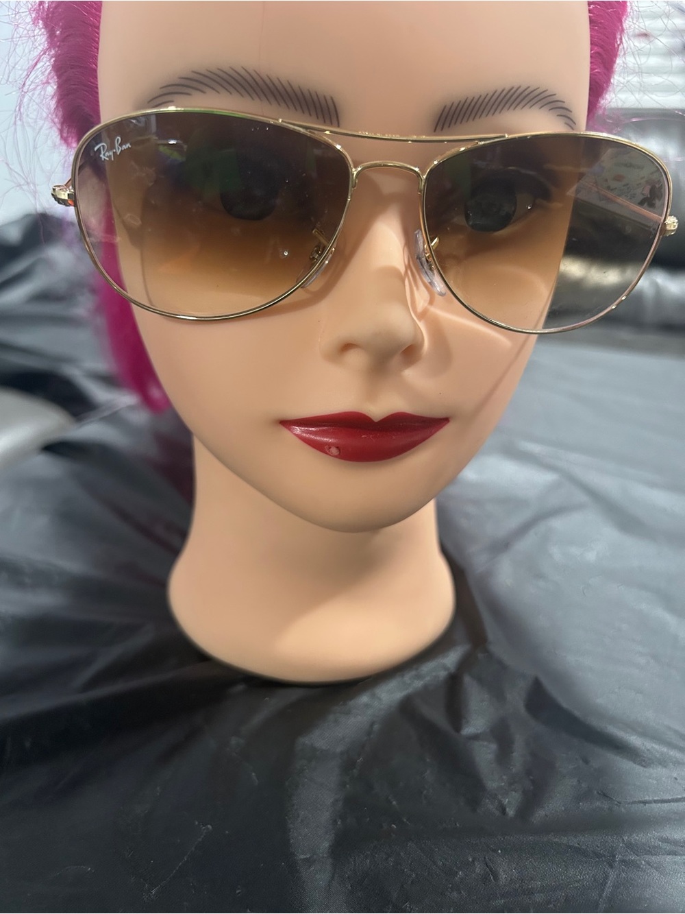Ray-Ban Gold Frame Brown Gradient Aviator Sunglasses for Women